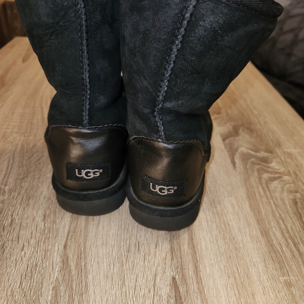 UGG Black Suede and Leather Boots - Picture 2 of 6